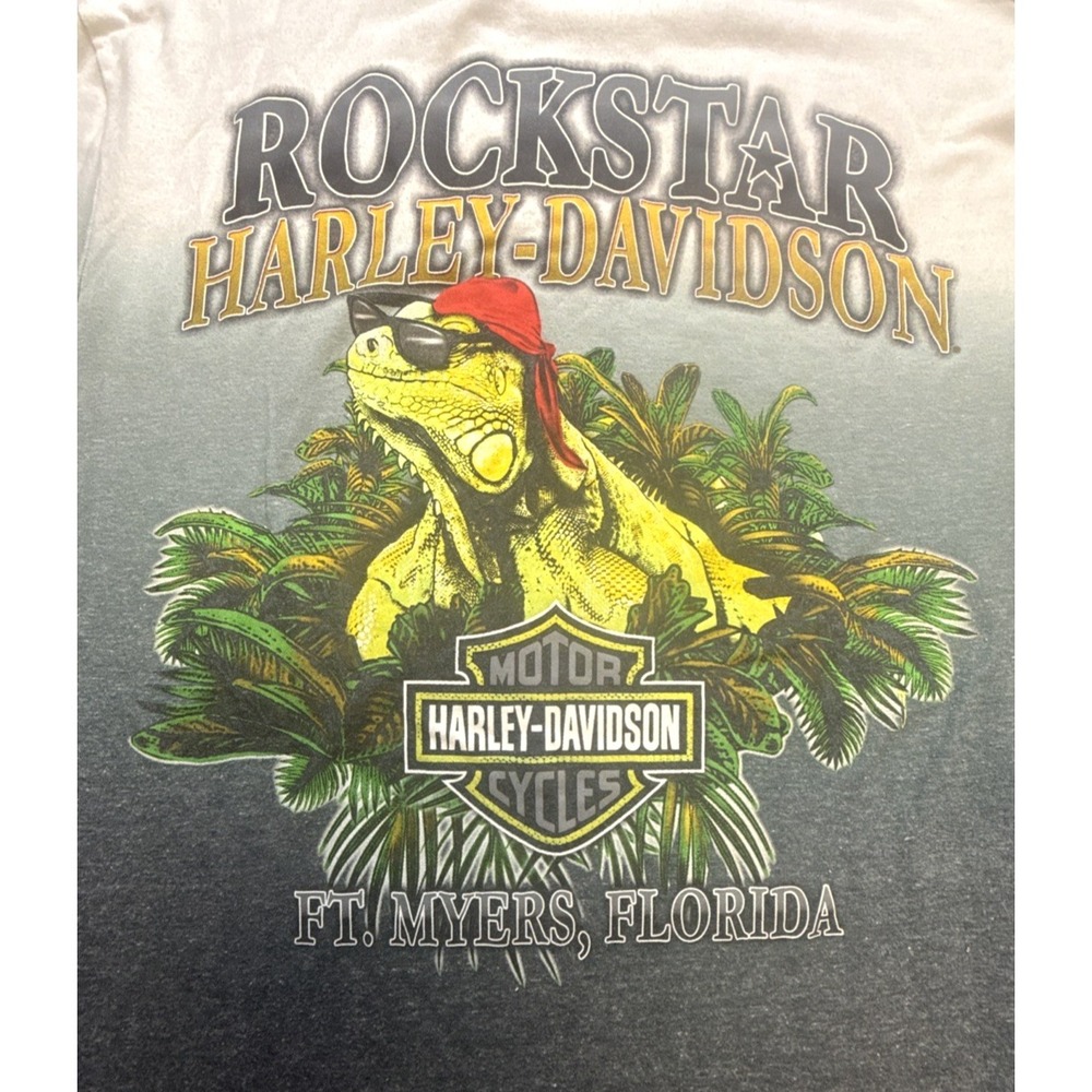 Harley Davidson Motorcycles Biker Shirt FT Meyers‎ FL  Iguana Mens Size L